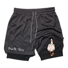 Load image into Gallery viewer, Cartoon Duck Print Men's Shorts Summer Double Layer Letter Print  Quick Drying Pants Fitness Tracksuit Beach Short Pants RL0358
