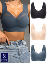 Load image into Gallery viewer, 2PCS Women Lace Sport Bras Plus Size Seamless Bra Bralette Backless Lady Brassiere Vest Female Gather Shock-Proof Wireless L-3XL
