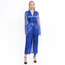 Load image into Gallery viewer, Womens Nightdress Sexy Long Lace Lingerie  Nightwear Bath Robe Gown Imitation Ice Silk Nightdress Solid Color Nightgown
