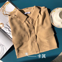 Load image into Gallery viewer, Women Real Silk Shirts Classic Double Pockets Solid Color Casual Fashion Long Sleeve Thin Shirt Blouses Tees
