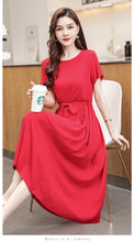 Load image into Gallery viewer, New Fashion Summer Dresses For Women 2025 Elegant Casual Short Sleeve Midi Dress Soild Colour Women Clothing

