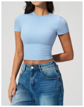 Load image into Gallery viewer, Yoga Shirts Women Sexy Exposing The Navel Short Sleeve Workout Crop Top Gym Top Fitness Running Workout Sport T-shirts Yoga Wear

