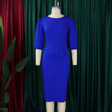 Load image into Gallery viewer, Elegant O-Neck Sheath Midi Dress
