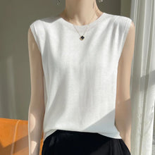 Load image into Gallery viewer, Women Tops Knitted Tank Tops O-neck Sleeveless Bottoming Shirts Spring Summer Tank Top Solid Soft Korean Fashion Lady Knit Top
