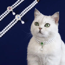 Load image into Gallery viewer, Pet Accessories Double Layer Pearl Pet Necklace Sweet Flower Pendant Cat Neck Chain Adjustable Pet Pearl Collar Photograph
