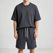 Load image into Gallery viewer, NEW Summer Men Suit Round Neck Short Sleeve T-shirt+shorts Two Piece Set Loose Outdoor sport Casual Suit men T-shirt Tracksuit
