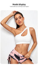 Load image into Gallery viewer, Women Sports Bra Push Up Fitness Bras One Shoulder Shockproof Yoga Bra Black White Yoga Running Bra Sexy Vest
