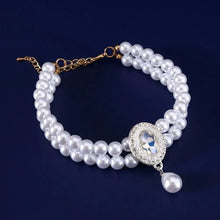 Load image into Gallery viewer, Pet Accessories Double Layer Pearl Pet Necklace Sweet Flower Pendant Cat Neck Chain Adjustable Pet Pearl Collar Photograph
