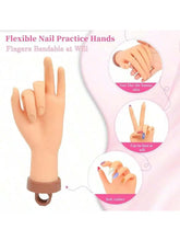 Load image into Gallery viewer, Nail art beginners practice fake hand models with insertable nail plates, bendable fingers, display racks, rubber hands
