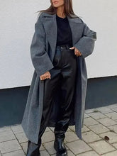 Load image into Gallery viewer, Winter Coat For Women 2024 Solid Lapel Double Breasted Long Cardigan Top Female Pokcet Streetwear Woman New In OuterCoat

