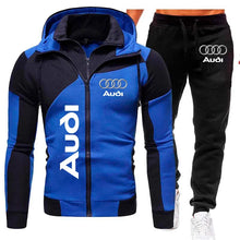 Load image into Gallery viewer, Tracksuit Audi Car Logo Print Sportswear 2 Pieces Sets Warm Fleece Clothing Hooded Sweatshirt+Pants Sport Suit Audi Men Clothing
