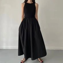 Load image into Gallery viewer, Female Fashion Style Dress New Summer Simple Elegant Black Long Dresses For Women Round Neck Sleeveless High Waist Temperament
