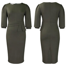 Load image into Gallery viewer, Elegant O-Neck Sheath Midi Dress
