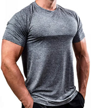 Load image into Gallery viewer, Summer Gym T-shirts Men's Solid Fitness Clothing O-neck Short Sleeve Tops Breathable Slim Bodybuilding Workout Muscle Tees Male
