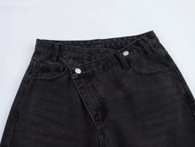 Load image into Gallery viewer, Slanted Placket Retro Wide Jeans
