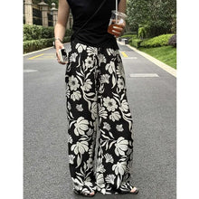 Load image into Gallery viewer, Wide-leg Pants for Women Summer Thin Printed New Style Drawstring Elastic Loose Straight Casual
