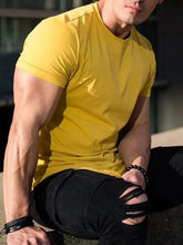 Load image into Gallery viewer, Muscle Fitness T-shirt Summer Men's Athleisure Workout short sleeve T-shirt High Quality cotton Men T-shirt Gym Sport Shirt Tops
