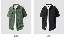 Load image into Gallery viewer, Workwear shirt for men summer loose and casual short-sleeved men American retro lapel coat trendy brand outdoor wear
