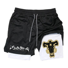 Load image into Gallery viewer, Summer New Black Five-leaf Clover Printed Men's and Women's Shorts Double-layer Loose Sports and Casual Pants for Beach Fitness
