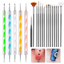 Load image into Gallery viewer, Nail Art Brushes Nail Art Tool Set Nail Dotting Tools Nail Dust Brush Striping Long Lines Nail Drawing Pen Nail Design
