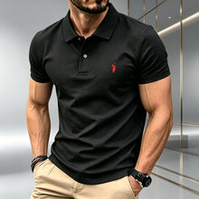 Load image into Gallery viewer, Men Solid Color Polo Shirt Regular Fit Business Casual Short Sleeve Tops With Small Horse Embroidery Chest Print
