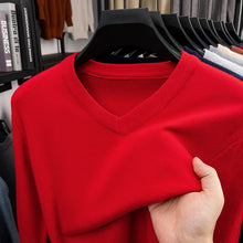 Load image into Gallery viewer, New Sweatwear Men's V Neck Basic Solid Color Sweaters Round Neck Elastic Pullovers Warm Autumn Knitted Oversized Sweater Men
