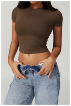 Load image into Gallery viewer, Yoga Shirts Women Sexy Exposing The Navel Short Sleeve Workout Crop Top Gym Top Fitness Running Workout Sport T-shirts Yoga Wear
