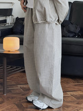 Load image into Gallery viewer, 2026 Women Summer Long Pants High Waist Wide Leg 80% Cotton Plaid Pants Fashion Clothes Vintage Pants Female Trousers

