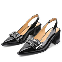 Load image into Gallery viewer, Women Buckle Slingback Block Heel Pumps
