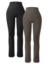 Load image into Gallery viewer, Solid Leggings for Women Seamless Knit Yoga Pants Flared Trousers High Waist Hip Liftting Tights Slim Casual Sports Leggings
