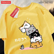 Load image into Gallery viewer, Cute Stacked Cats Sleeping Don'T See The Mouse Men Women T Shirts Oversized Loose T-Shirts Summer Cotton O-Neck Short Sleeve
