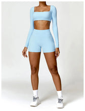 Load image into Gallery viewer, Summer 2PCS Yoga Suit Sports Set Women Quick-Dry Gym Set Women Tracksuit Running Workout Long Sleeve Sports Shirt Yoga Clothing
