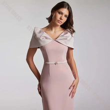 Load image into Gallery viewer, Customized Women Evening Dresses Elegant Bow V Neck Sleeveless Column Mermaid Wedding Guest Dress Floor Length Prom Party Gown
