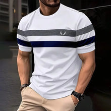 Load image into Gallery viewer, Men’s 3D Print Color-Block Stripe T-Shirt

