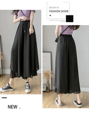 Load image into Gallery viewer, Women Pants Culottes Elastic Wide Leg Irregular Hem Double Layers Korean Trousers Summer Casual Loose Pleated Pants
