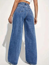 Load image into Gallery viewer, Fashion retro blue jeans women y2k High street baggy straight pants High waisted all-in-one slim pants
