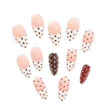 Load image into Gallery viewer, Medium long fake nails for women girls pink white black red blue brown polka dots design almond ballet tips press on false nail
