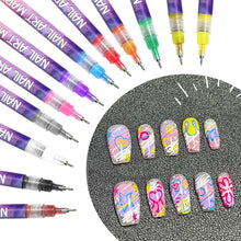 Load image into Gallery viewer, Nail Art Markers Customised Specialised Needle Tube Nail Art Pens Hand-Drawn Outline Pen Acrylic Paint Pen Set Acrylic Paintbrus
