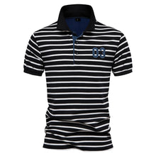 Load image into Gallery viewer, Striped Embroidered Cotton Summer Polo
