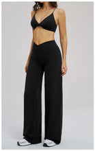 Load image into Gallery viewer, Yoga Set - Backless Bra + Cross Waist Wide Leg Pants Fitness Suit, Jogging Tracksuit Active Wear Workout Loungewear Sports Gym
