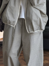 Load image into Gallery viewer, 2026 Women Summer Long Pants High Waist Wide Leg 80% Cotton Plaid Pants Fashion Clothes Vintage Pants Female Trousers

