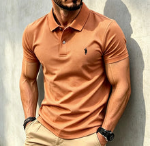 Load image into Gallery viewer, Men Solid Color Polo Shirt Regular Fit Business Casual Short Sleeve Tops With Small Horse Embroidery Chest Print men shirts
