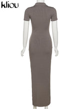 Load image into Gallery viewer, Elegant Collar Side Slit Dress
