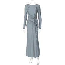Load image into Gallery viewer, Women's Elegant Wedding Party Dress Female Clothing O-neck Long Sleeve Ruched High Waist Bodycon Long Maxi Evening Prom Dresses
