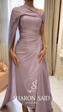 Load image into Gallery viewer, Lilac One-Shoulder Draped Evening Gown
