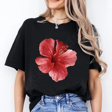 Load image into Gallery viewer, Pink Hibiscus Casual Y2K Tee
