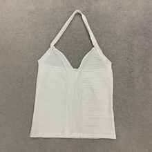 Load image into Gallery viewer, Women's Summer Tops Halter Neck Deep V Ruched Fitted Camisole Crop Top Black Top or White Top Y2K Sleeveless Party Clubwear
