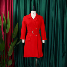Load image into Gallery viewer, Pleated Notched Collar Midi Dress
