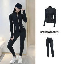 Load image into Gallery viewer, Women's Yoga Set Stand Collar Zip Jacket, Slim Fit Long Sleeve Sports Fitness Yoga Wear
