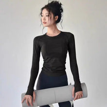 Load image into Gallery viewer, Yoga Clothes for Women, Sports Tops, Round Neck, Seamless, Slim, Running Shirt Fitness Workout Long Sleeves Gym T Shirt, Winter

